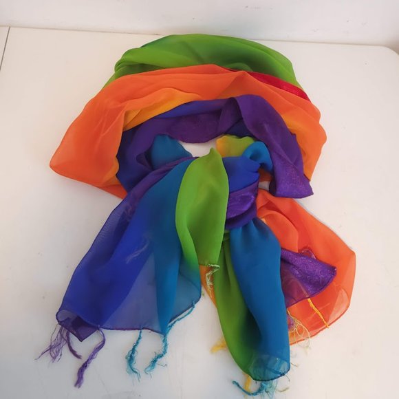 Rima Rainbow Bright Multicolor Pareo Sarong Beach Cover Up Wrap Pride Fringe - Picture 9 of 12